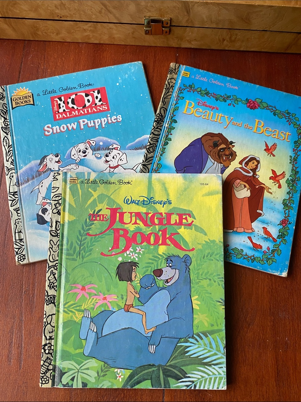 Set of Three Vintage Disney Little Golden Books Jungle Book Dalmatians Beauty